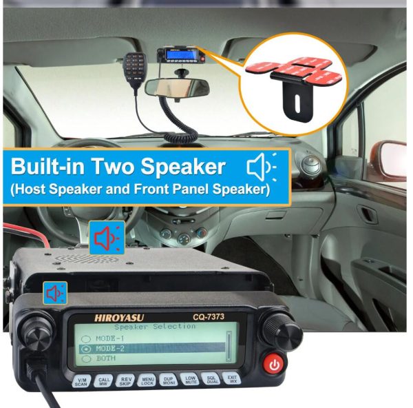 Walkie Talkie HIROYASU CQ-7373 Detachable Front Panel 108-615MHz Eight Bands Rx VU Dual Band Tx 50W 100Ch Air Band Amateur Mobile Transceiver - Image 6