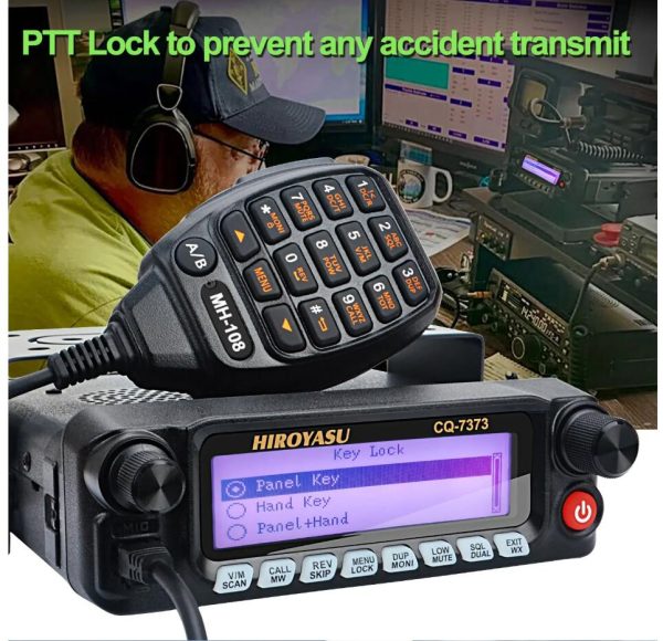 Walkie Talkie HIROYASU CQ-7373 Detachable Front Panel 108-615MHz Eight Bands Rx VU Dual Band Tx 50W 100Ch Air Band Amateur Mobile Transceiver - Image 2