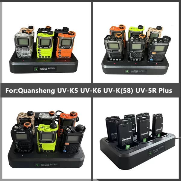 Six-Way Charger Quansheng UV-K6 Walkie Talkie UV-K5 Battery Multi Rapid Charger Desktop For UV-5RPlus UV-K(58) Ham Two Way Radio