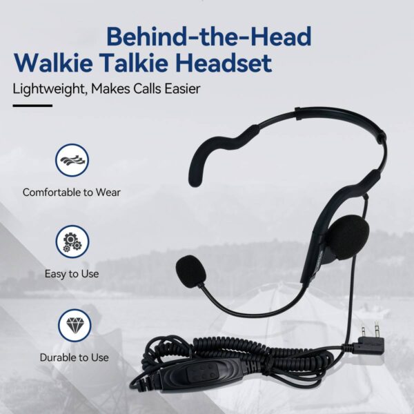 EHK014 Walkie Talkie Headset K2 Pin Connector PTT Portable Earpieces Coiled Cable Adjustable Two Way Radio Earphone