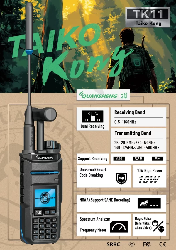 Quansheng TK11 Walkie Talkie  Long Range 10W Transceiver Ham Amateur CB Shortwave Receiver AM FM NOAA Portable Two Way Radio