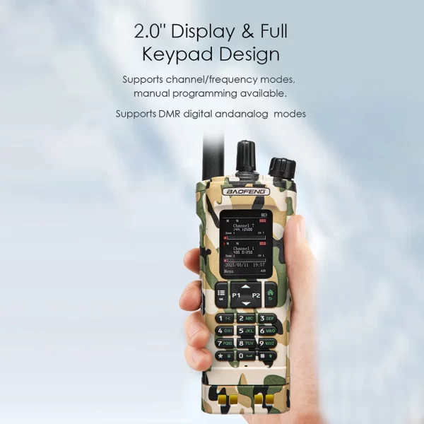 Baofeng DM-32 DMR camouflage GPS 10W Multi Band Wireless Copy Frequency Bluetooth Programming Long Range Digital Radio - Image 4