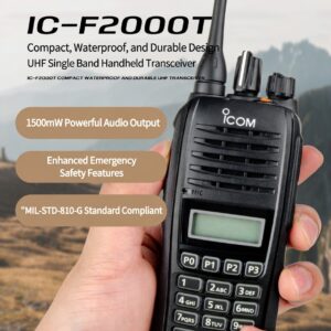 High Quality ICOM IC-F2000T UHF Handheld Radio Compact Body IP67 Dustproof Waterproof