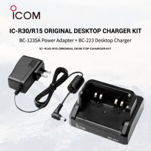 Original BC-223 Charging Cradle + BC-123SA AC Adapter 12V 1A for ICOM Wideband Receiver IC-R30 IC-R15