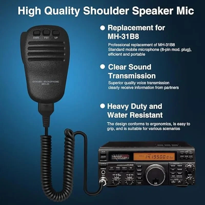 Heavy Duty MH-31B8 8-Pin Speaker Mic for Yaesu Amateur Radio Transceivers, Compatible with FT-840 FT-990 FTDX1200 FTDX3000D