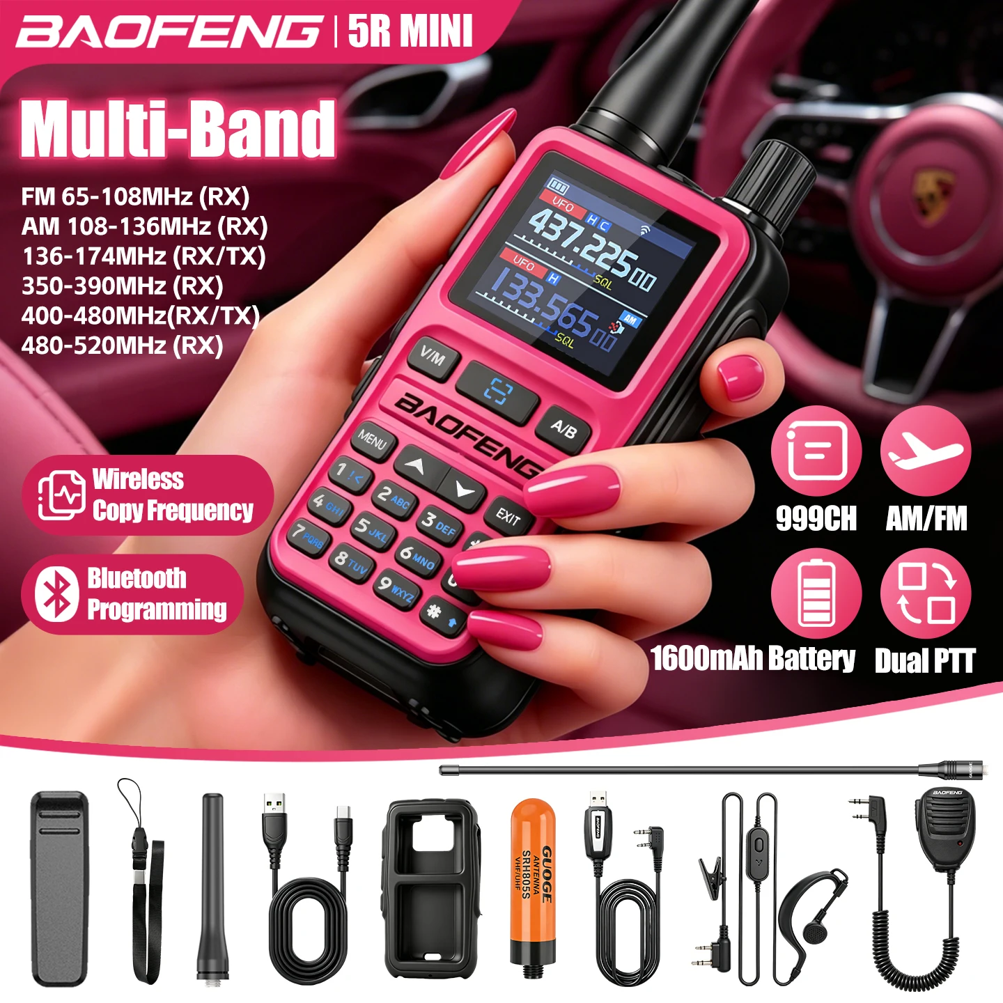 Best Mini Walkie Talkie with Airband: BAOFENG 5Rmini Review & Specs – Bluetooth Wireless Programming and Dual PTT