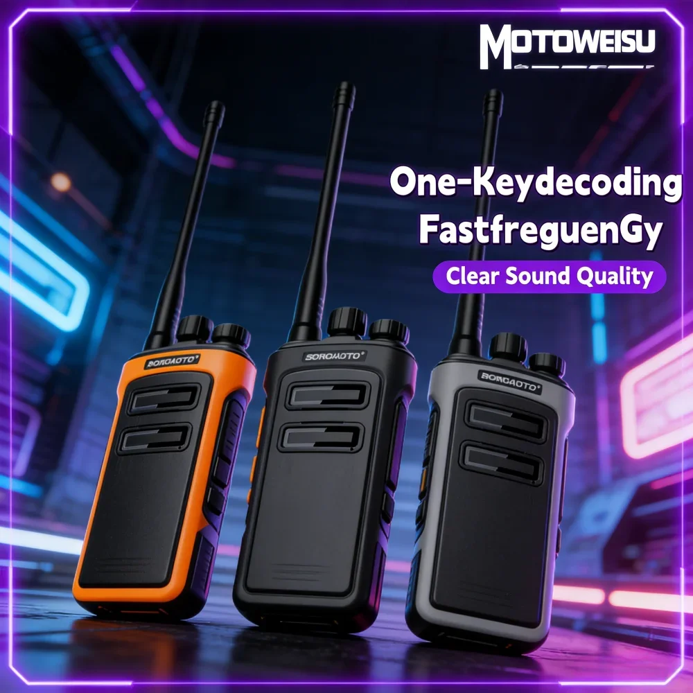 Rechargeable Waterproof Long Range Two Way Radio with One Key Decoding for Construction Security Office Use - Image 3