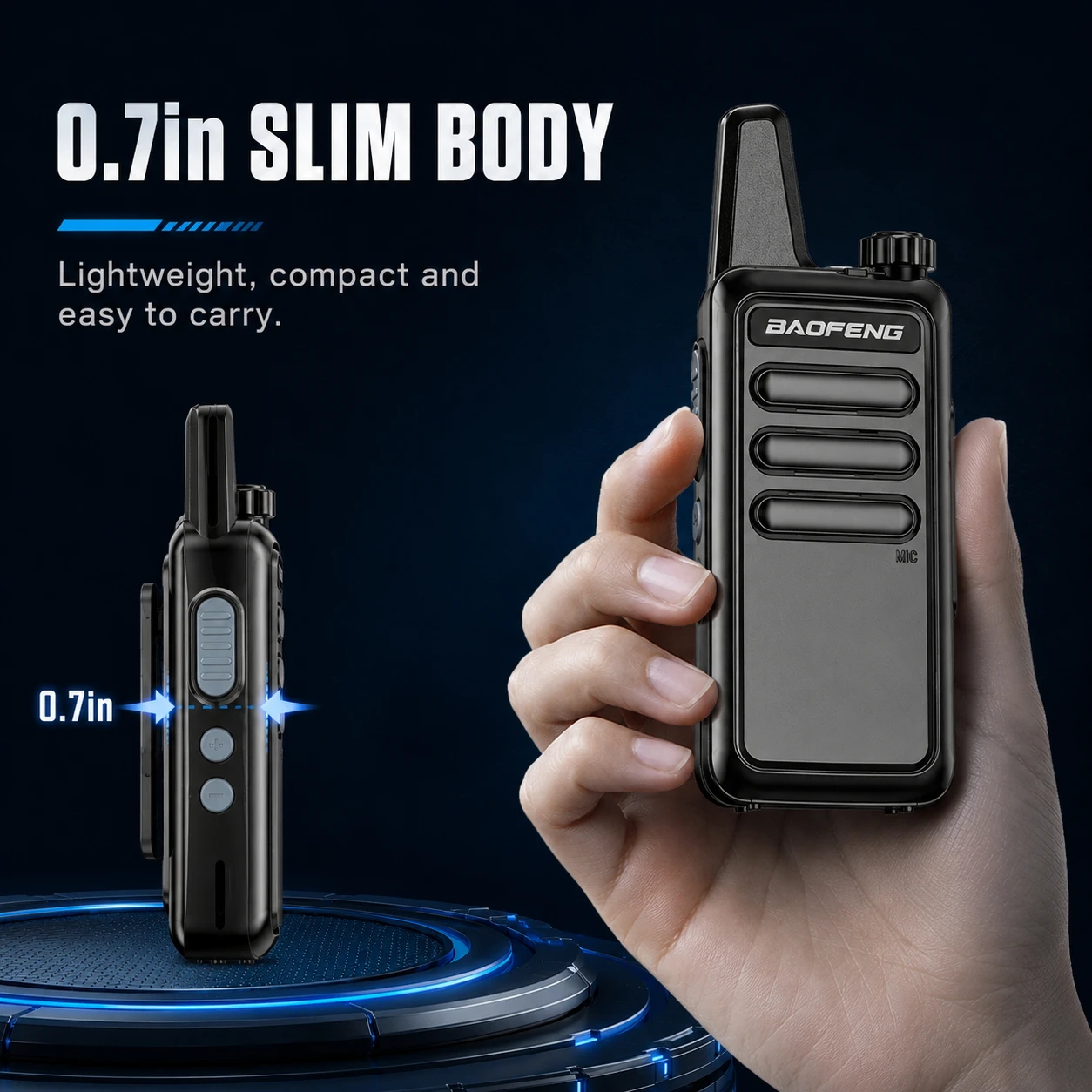 Baofeng BF-R5 Mini High Power 5W Two-Way Radio USB Rechargeable Slim Handheld Intercom VOX for Camping & Security - Image 4