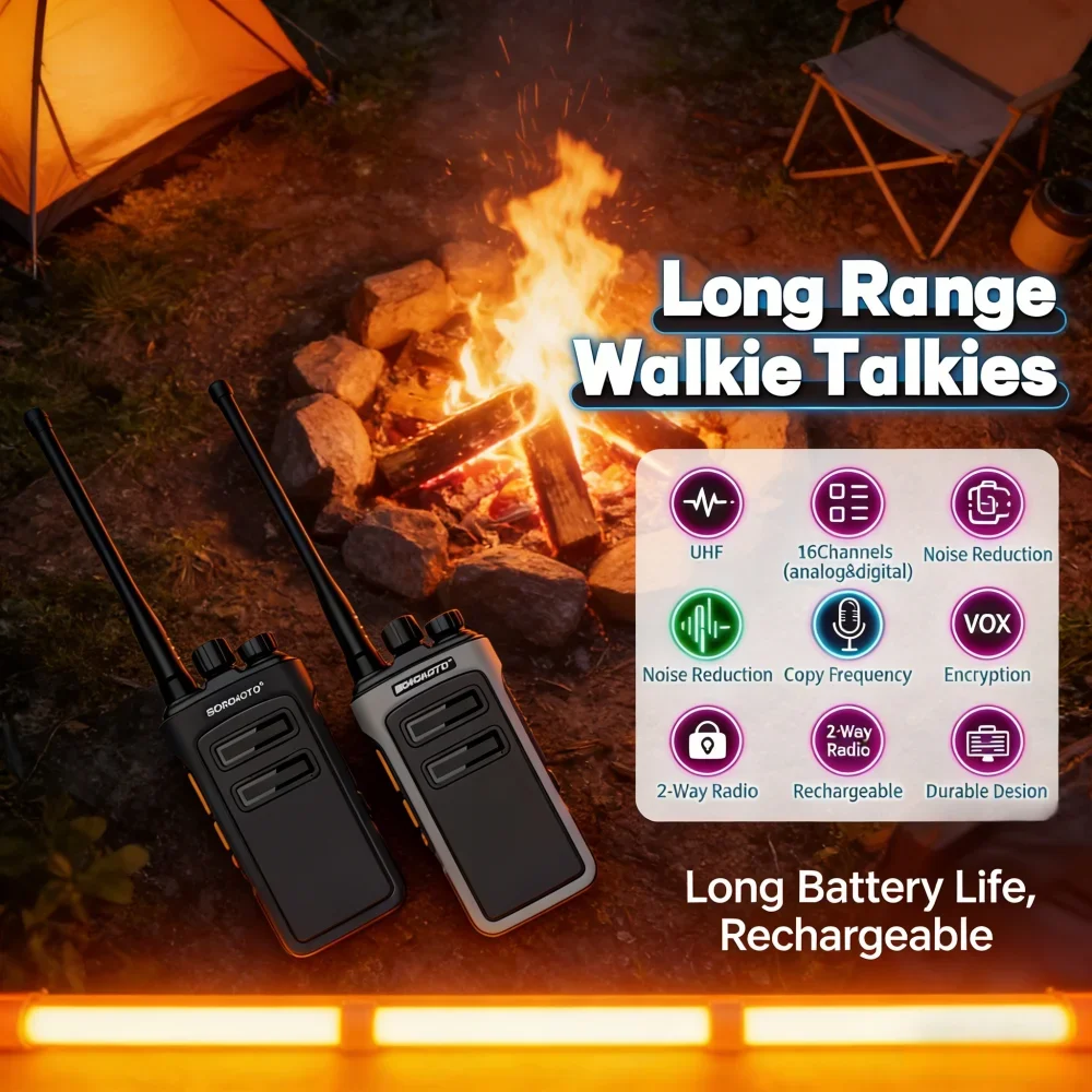 Rechargeable Waterproof Long Range Two Way Radio with One Key Decoding for Construction Security Office Use - Image 5