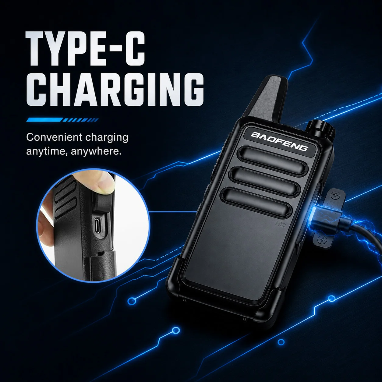 Baofeng BF-R5 Mini High Power 5W Two-Way Radio USB Rechargeable Slim Handheld Intercom VOX for Camping & Security - Image 3