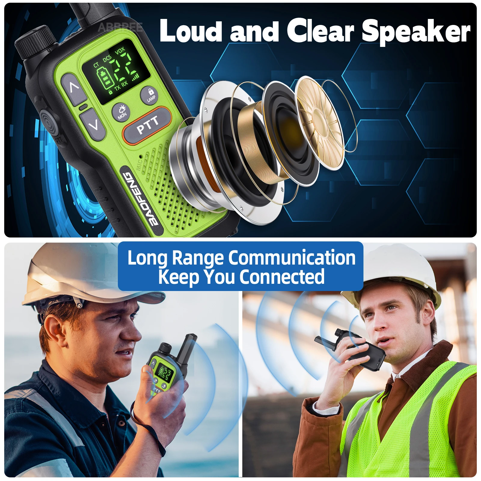 Pair Baofeng BF-T18 Dual PTT Handheld Transceiver, Slim 2-Way Radio with USB-C Charging & NOAA Weather Service - Image 4